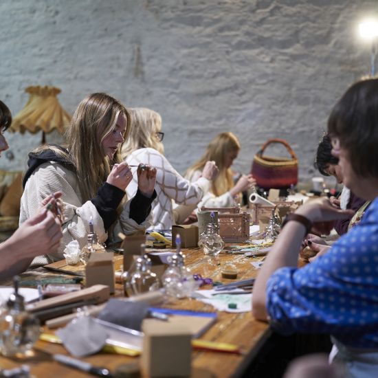 Students working in a jewellery making workshop